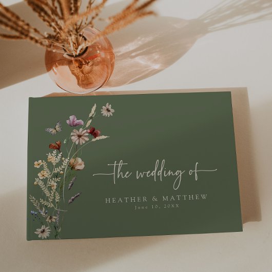 Sage Boho Floral Wedding Gästebuch