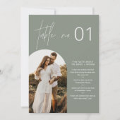 SAGE Boho Foto Tischnummer mit Spaß Fakten 12x18 (Vorderseite)