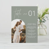 SAGE Boho Foto Tischnummer mit Spaß Fakten 12x18 (Stehend Vorderseite)