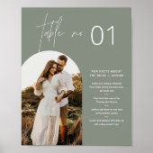 SAGE Boho Foto Tischnummer mit Spaß Fakten 8x10 Poster (Vorne)