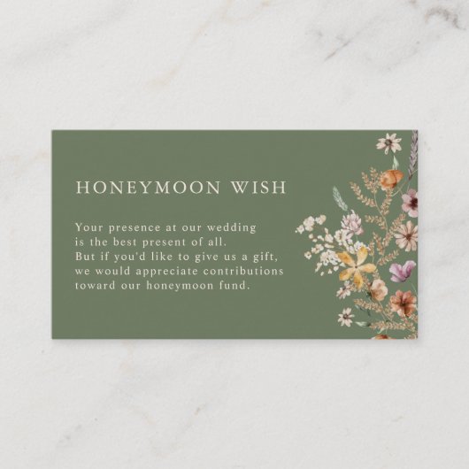 Sage Boho Honeymoon Wish Enclosure Card Begleitkarte (Vorderseite)
