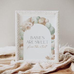 Sage Boho Pampas Grass Arch Baby Dusche Leckerei Z Poster