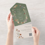 Sage Boho QR-Code All In One Einladung (Abreißen)