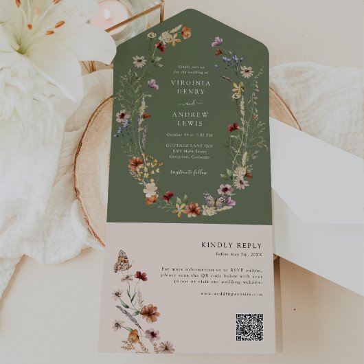 Sage Boho QR-Code All In One Einladung