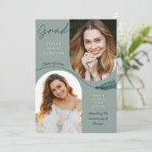 Sage Boho Tassel Grad Announcement with Photo Einladung (Stehend Vorderseite)