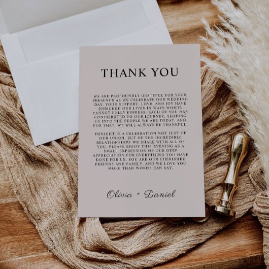 Sage Boho Vielen Dank, Brief, Napkin Note Menu Menükarte