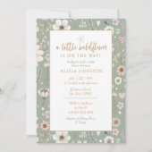 Sage Boho Wildblume Babydusche Einladung (Vorderseite)
