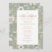 Sage Boho Wildblume Babydusche Einladung (Vorne/Hinten)