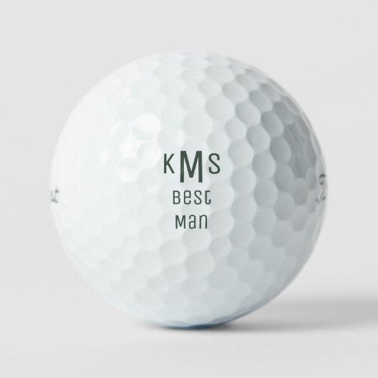 Sage Bold Schriftart Trauzeuge Monogram Titleist P Golfball (Vorderseite)