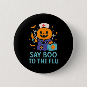 Sage Boo zu einem grippeähnlichen Halloween-Impfkü Button