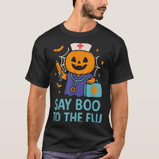 Sage Boo zu einem grippeähnlichen Halloween-Impfkü T-Shirt (Vorderseite)