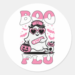 Sage Boo zu griechischer Krankenschwester Ghost Ha Runder Aufkleber