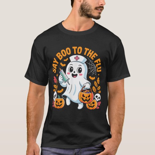 Sage Boo zum Grippeimpfstoff Ghost Halloween T-Shirt (Vorderseite)