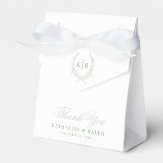 Sage Botaniacal & Ribbon Wappen Monogram Wedding Geschenkschachtel