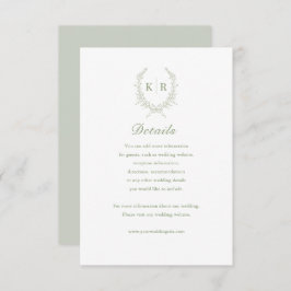 Sage Botaniacal Wappen Wedding Details Card RSVP Karte