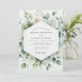 Sage Botanical Aquarelle Wedding Einladung (Stehend Vorderseite)