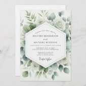Sage Botanical Aquarelle Wedding Einladung (Vorne/Hinten)