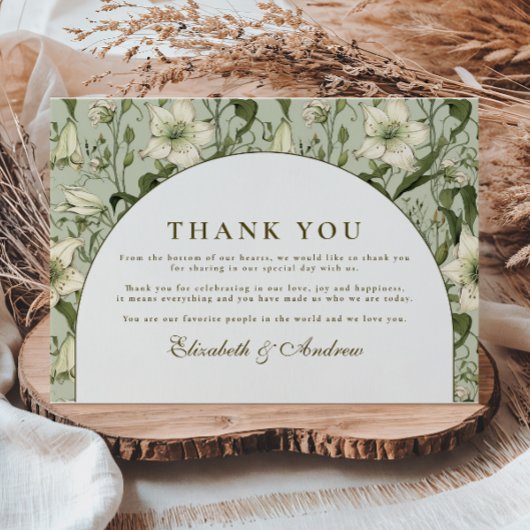 Sage Botanical Arch Elegant Wedding Dankeskarte