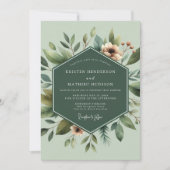Sage Botanical Bloom Wedding Einladung (Vorderseite)
