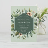 Sage Botanical Bloom Wedding Einladung (Stehend Vorderseite)