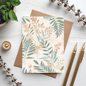 Sage Botanical Blush Leaf Watercolor Pattern Card
