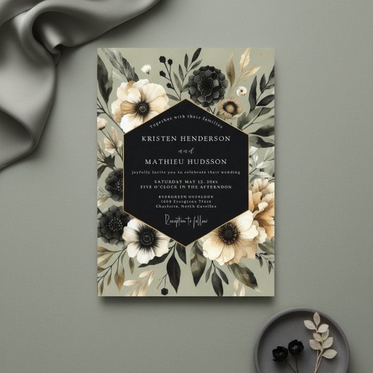 Sage Botanical Elegance Wedding Einladung