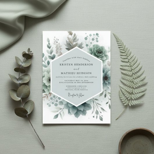 Sage Botanical Ethereal Wedding Einladung