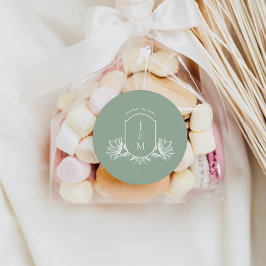 Sage Botanical Monogram Wappen Bevorzugung Sticker