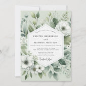 Sage Botanical Romance Wedding Einladung (Vorderseite)