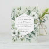 Sage Botanical Romance Wedding Einladung (Stehend Vorderseite)