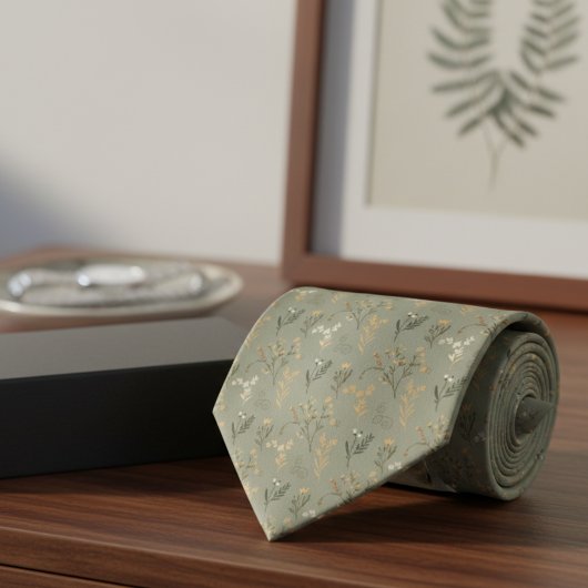 Sage Botanical Tie – Woodland Wedding Attire Krawatte
