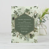 Sage Botanical Whimsy Wedding Einladung (Stehend Vorderseite)