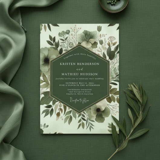 Sage Botanical Whimsy Wedding Einladung