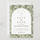 Sage Botanische Bögen Elegante Hochzeit Save The Date (Vorderseite)