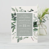 Sage botanische florale elegante Hochzeitsdetails  Einladung (Stehend Vorderseite)