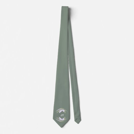Sage Botanisches Leaf Wedding Neck Tie Krawatte (Vorderseite)