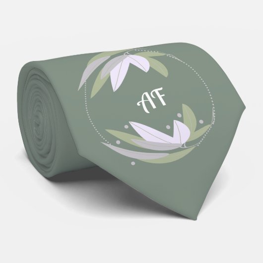 Sage Botanisches Leaf Wedding Neck Tie Krawatte (Gerollt)