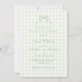 Sage Bow Baby Shower invitation Einladung (Vorderseite)