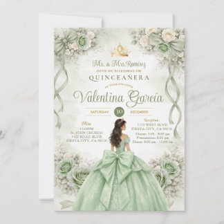 Sage Bow Ribbon Quinceañera  XV-Party Einladung