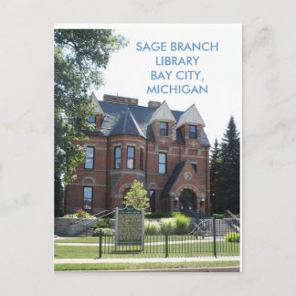 SAGE BRANCH BIBLIOTHEK, BAY CITY, MICHIGAN POST CA POSTKARTE