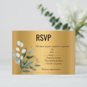 SAGE BRANCH GOLD RESPONSE CARD RSVP KARTE (Stehend Vorderseite)