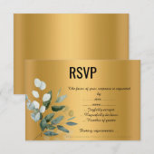 SAGE BRANCH GOLD RESPONSE CARD RSVP KARTE (Vorne/Hinten)
