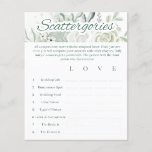 Sage Brautparty Game - Kategorien