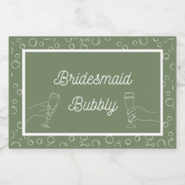Sage Bridesmaid Bubbly Mini Parco Tassino Labrador Schaumweinetikett