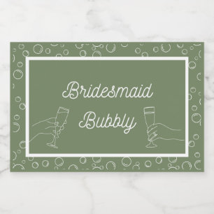 Sage Bridesmaid Bubbly Mini Parco Tassino Labrador Schaumweinetikett