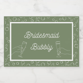 Sage Bridesmaid Bubbly Mini Parco Tassino Labrador Schaumweinetikett