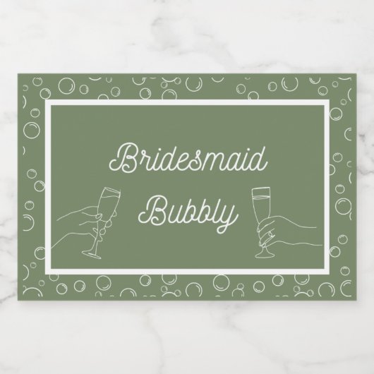 Sage Bridesmaid Bubbly Mini Parco Tassino Labrador Schaumweinetikett (Einzelnes Label)