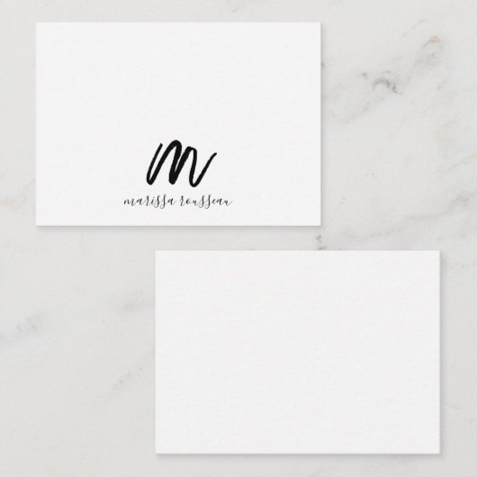 Sage Brush Painted Style Monogram Script Name Mitteilungskarte (Vorne/Hinten)