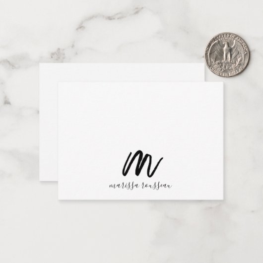 Sage Brush Painted Style Monogram Script Name Mitteilungskarte (Vorderseite/Rückseite Beispiel)