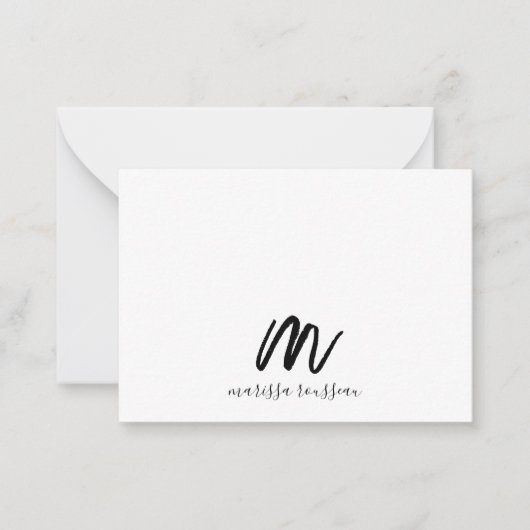 Sage Brush Painted Style Monogram Script Name Mitteilungskarte (Vorderseite)